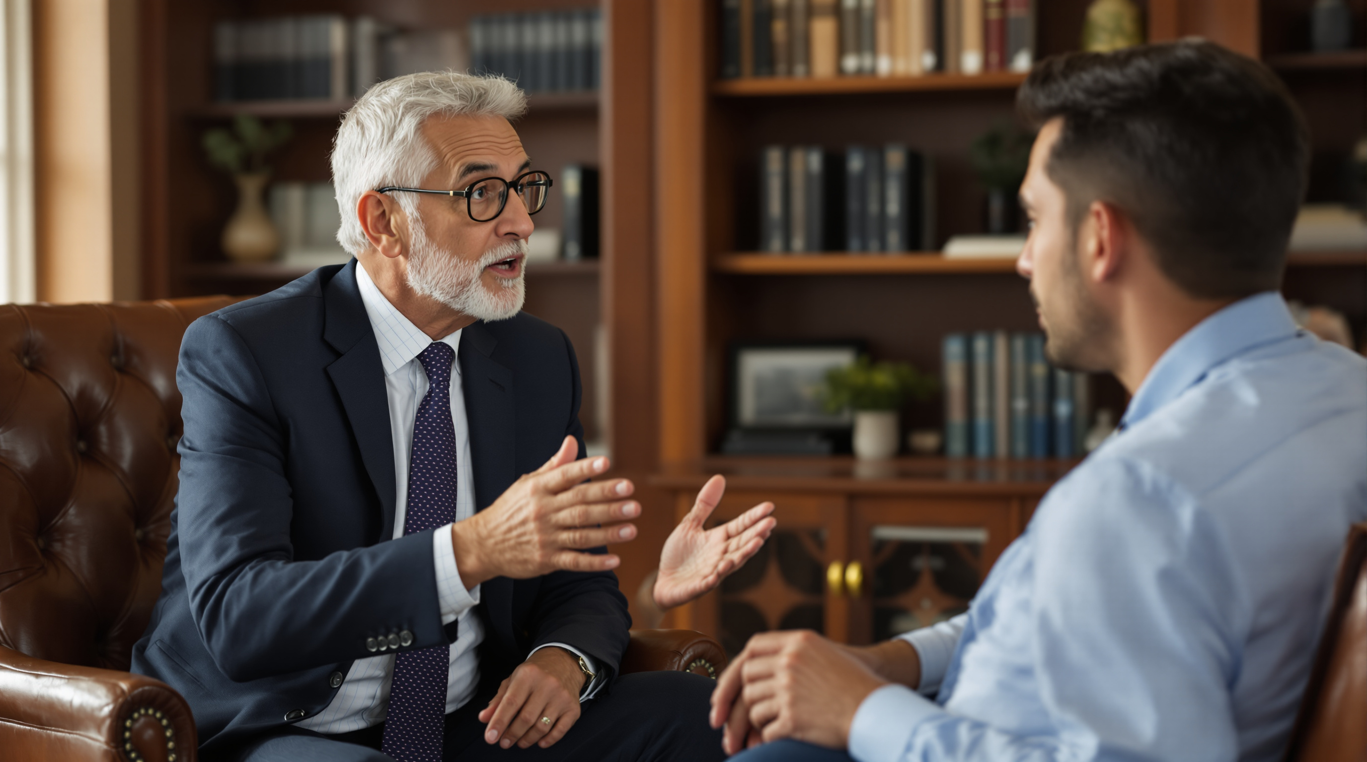 Mentoring conversation between senior and next-generation family business leaders